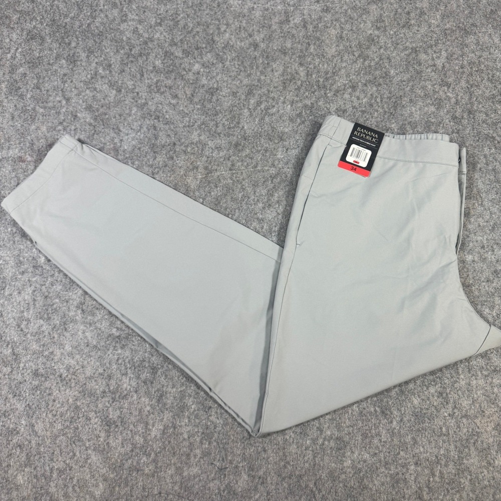 Banana Republic Motion Tech Hybrid Pant Mens 34 Quarry Grey 14890666 New